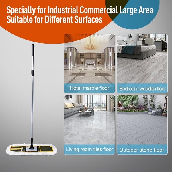 24" Commercial Dust Mop for Floor, with 59" Extendable Long Handle On